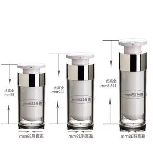 100pcs 15ml 30ml 50ml Silver Airless Bottle Acrylic Vacuum Pump Bottles Lotion Bottle Used For Cosmetic Ackha