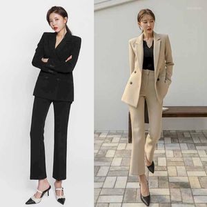 Calças femininas de duas peças Insozkdg primavera feminina casual terno de escritório senhora elegante conjunto de roupa formal moda feminina negócios calças