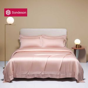 Conjuntos de cama Sondeson Pure Pink 100 Conjunto de cama de seda cor sólida capa de edredom capa de lençol capa de colcha casal king size queen conjuntos de cama z0612