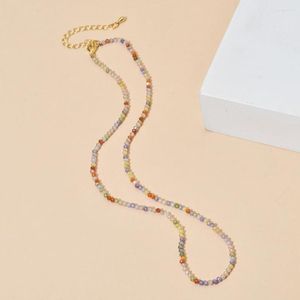 Choker Zmzy Small Shine Natural Stone Crystal Quartz Zirconia Tourmaline Necklace for Women Gift Wedding Party Jewelry