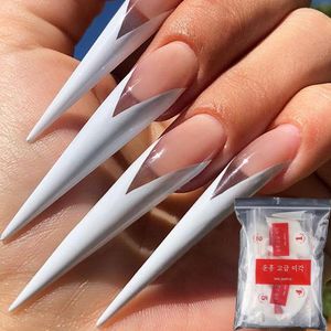 False Nails 500st Acrylic Stiletto Transparent Natural Half Cover Artificial Fake Salon Diy Tips Manicure Art Tools