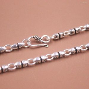 Цепочки Real 925 Sterling Silver 4mm 4mm Yuanbao Link Chain Ожерелье 19,7 