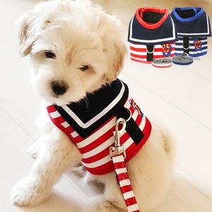 Roupas para cães de estimação estilo marinho trela coleira macia para caminhada ao ar livre para pelúcia pomeranian chihuahua suprimentos para cães