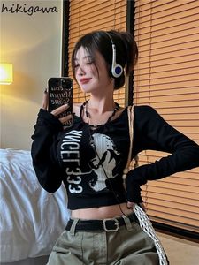 Womens T-Shirt Fashion Frau T-Shirts Blusas Mujer de Moda Slim Women Goth T-Shirt Langarm Crops Y2K Top Kleidung Korean T-Shirt 230612