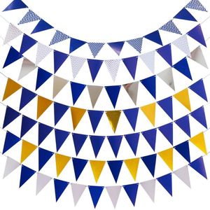 Party Decoration 12 Flags 17cm Colorful Blue Banner Garlands Birthday Bunting Pennant Baby Shower Wedding Garland Supplies