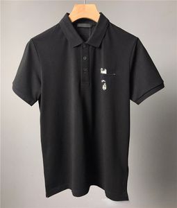 正しいバージョンPトライアングルラベル短袖ポロシャツアルファベットプリントビンテージメンズラペルTシャツトップサマー