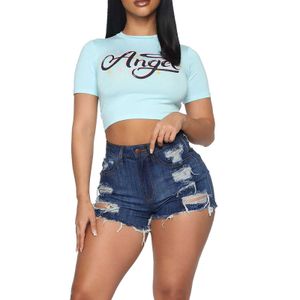 Damen Shorts Sexy Denim trocken hohe Taille Mode Loch Hotpants Sommer Knopf Shorts Damen Straßenkleidung Alltagskleidung Pantalones Cortos neu P230606