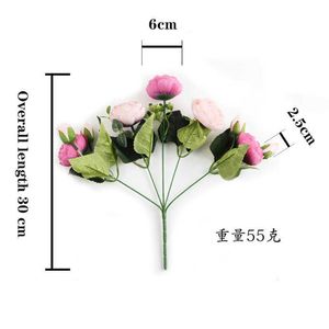 Torkade blommor Nya rossarosa siden Peony Artificial Flower Bouquet Big Heads 4 Billiga falska blommor lämpliga för familjebröllopsdekor