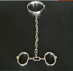 Rostfritt stål låshandbojor tortyrutrustning kvinnliga sexverktyg för fångar metall bojor sm tortyr sexleksaker