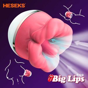 HESEKS Soft Tongue Lick Vibrator Women Nipple Vagina Clit Clitoris Stimulator Realistic Big Mouth Oral Sucking Sex Toys L230518