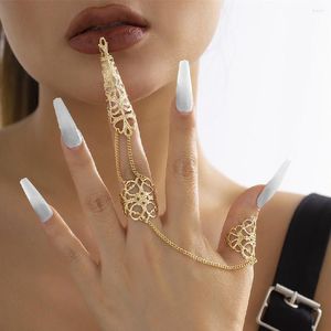 Pulseiras de link gótico vintage metal corrente anel pulseira para mulheres góticas conectadas dedo dança festa jóias de halloween 2023