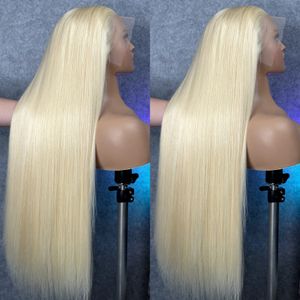30 40 tum 13x6 613 Blond spets frontala peruker brasilianska raka transparent 13x4 spets främre mänskliga hår peruker för kvinnor
