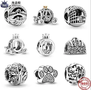 For pandora charms authentic 925 silver beads Dangle Crown O Pumpkin Car paw Bead