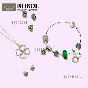 Ciondoli in argento sterling 925 per la creazione di gioielli per perle di pandora 925 Bracciale con perle di vetro e fascino della serie di ciondoli con perline verdi