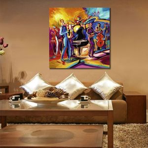 Music Abstract Canvas Art Full Swing Hand Painted Oil Painting Statement Piece for Muscial Room Decor