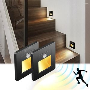 Lâmpada de parede detector de movimento sensor led escada luz infravermelha corpo humano indução degraus embutidos escada escada decoração quarto