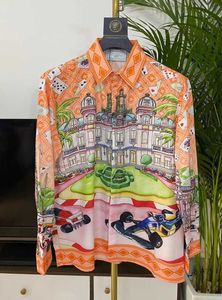 Casa Herrenhemden Casablanca Designer Shirt Frauen Top losen Langarm T -Shirt Männer lässig Seidenhemd übergroße ethnische Kleidung R2