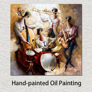 High Quality Oil Paintings of Jazz Quartet Canvas Art Abstract Woman Hand Painted Personalized Gift for Hotel Pub Bar Wall Decor