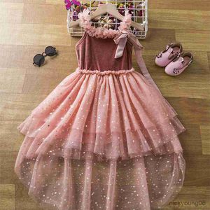 Vestidos de menina Tuxedo rosa vestido de princesa infantil com camadas de lantejoulas tule combinação para festa de aniversário flor casamento menina R230612