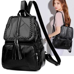 Backpack Fashion Leisure Women's Backpack Travel Soft PU Leather Handbag Shoulder Bag J230517