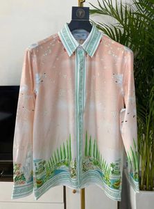Мужские повседневные рубашки Casablanca шелковая рубашка дизайнерская мужская одежда для женской одежды Лето удобная классическая принт с длинными рукавами