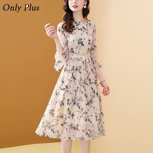 Vestidos Evnisi French Floral Chiffon Dress Women 2022 Spring e Summer Dresses Novo vestido de manga elegante de manga midnleth impressa