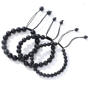 Braccialetti di collegamento all'ingrosso 2 pezzi naturale Russia Shungite Bead 6mm 8mm 10mm braccialetto rotondo protezione dalle radiazioni EMF regolabile 5G