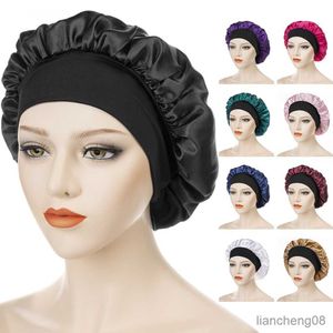 Soft Silk Night Hair Care Bonnet Nightcap for Women Beauty Salon Hair Care Hats Bathroom Products R230612