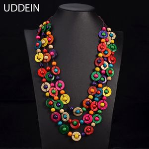 Hänge halsband Uddein Böhmen Etnisk halsband Pendant Multi Layer Pärlor Träsmycken Vintage uttalande Långt halsband Kvinnor Handgjorda krage 230609