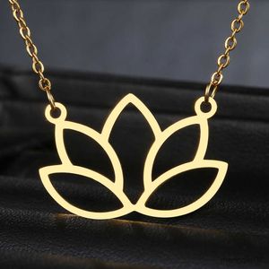 Pendant Necklaces Stainless Steel Aesthetic Yoga Lotus Fashion Choker Chain Fine Necklace For Women Jewelry Wedding Party Gifts R230612