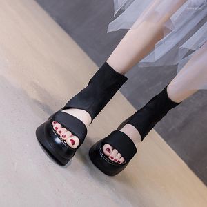 Sandaler Koovan Women's Fish Mouth Female Shoes Summer 2023 SLEEVE BOTTOM Tjock Breattable Cool Boots