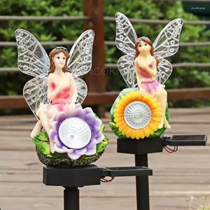 Solar Flower Fairy Waterproof and Rainprocess Ground Plug Light Vinyl Plastic Crafts Courtyard Garden Lawn