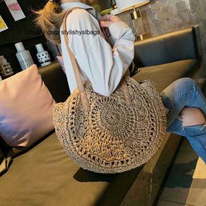 Borse a tracolla Casual Rattan Donna Borse a tracolla Cerchio Borse di paglia Grande capacità Handmae Summer Tote Lady Round Bohemian Beach Treval Sac