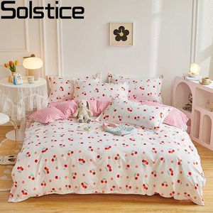 Bedding sets Solstice Home Textile Girl Boy Kids Bedding Set Red Cherries Duvet Cover Sheet case Woman Adult Beds Sheet King Queen Full Z0612