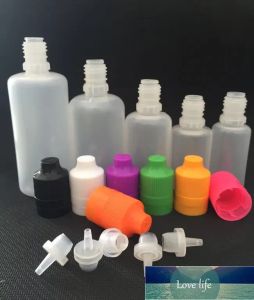 Bottiglie di plastica colorate di qualità 3ml 5ml 10ml 15ml 20ml 30ml 50ml 60ml 100ml 120ml Bottiglie contagocce con punte lunghe e sottili Tappi antimanomissione