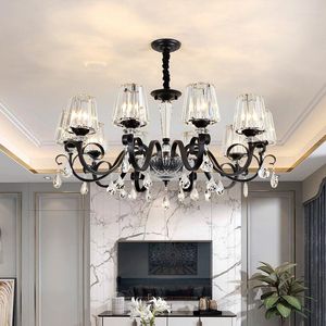 Chandeliers American Living Room Modern Atmosphere El Crystal Chandelier Lighting Simple Dining Hanging Lamps