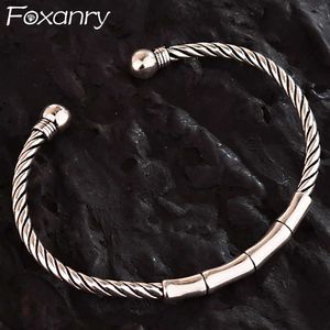 Charm Armbänder S925 Minimalist Thai Silber Farbe Armband für Frauen Paare Neue Mode Vintage Bambus Geometrische Handgemachte Party Schmuck Geschenk Z0612