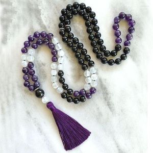 Catene PROTEZIONE Mala A-methyst White J-ade Black Onyx Natural Stone Beaded Japa Jewelry Gemstone Energy Collana