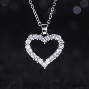 Pendant Necklaces Bling Princess Heart Necklace Silver Color Romantic Wedding Engagement Trendy Jewelry for Women R230612