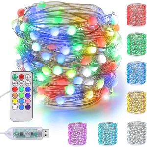 Струны Fariy String Light USB 12Color 18 Кейн -дистанционное управление гирлянда лампа Рождество украшения телевизионная полоса подсветка наружное освещение