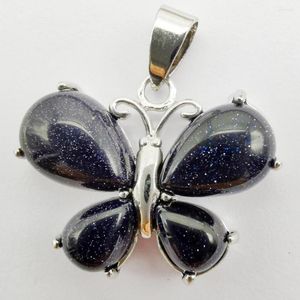 Naszyjniki wisiorek niebieski piaskowca kamienna koralika motyl biżuteria zwierząt dla kobiety prezent s243