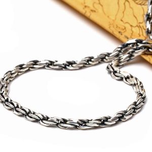 Kedjor Pure Silver 4mm Tjock Twist Cord Link Chain S925 Halsband Sterling 925 smycken