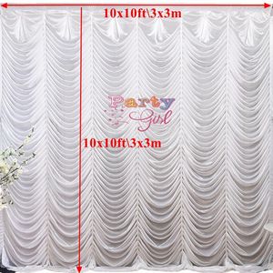 Party Decoration 10x10ft White Ice Silk Backdrop Curtain Stage Bakgrund PO Booth Event