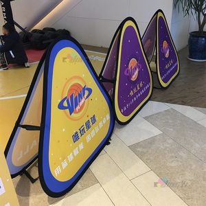 Triangel, trilateral, triangulär, utomhusgolffotbollsevenemang Display Stand Promotional Trade Show Custom Printed Advertising Vertical Pop Up a Frame Banner