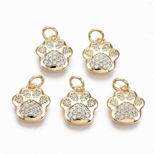 Подвесные ожерелья Pandahall 1 PC Dog Prints Brass Micro Pav