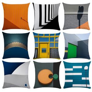 Kissen 45 x 45 cm, ästhetischer Bezug, modische Geometrie, Polyester-Kissenbezug, Sofa, Stuhl, Bett, Wohnzimmer, dekorativ