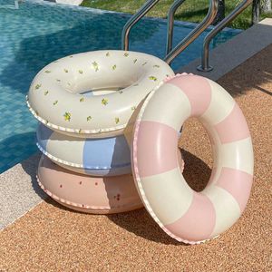 Inflatable Floats Tubes Summer striped thick Children's beach water sports swimming Adult cherry floating ring Swimming pool Lifebuoy P230612