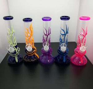 Fabricação de cachimbos de vidro Cachimbo de água soprado à mão Conjunto de vidro com padrão de arame incrustado colorido