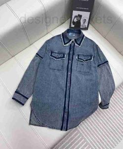 Kadın Ceketler Tasarımcı Yaz Yeni Banliyö Çok yönlü basit moda mektubu işlemeli Tencel Denim Gömlek 7x0a