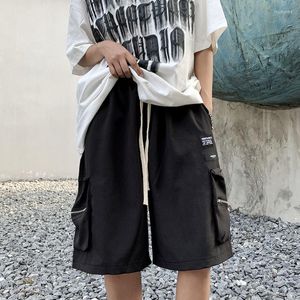 Mäns shorts 2023 Men avslappnad last Solid Leisure All-Match Zipper Multi-Pockets Summer Oversize Baggy byxor Streetwear Ins BF